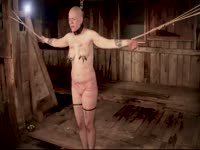 Husband with extreme bdsm fantasies punishes his bald wife while she's tied with rope
